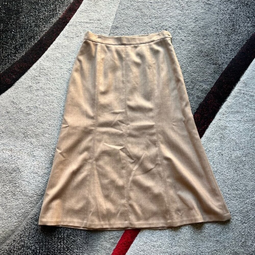 Pendleton Camel Tan Wool MIDI A Line Skirt